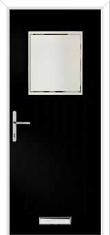 Merion Farmhouse Victorian Border Composite Front Door in Black Brown