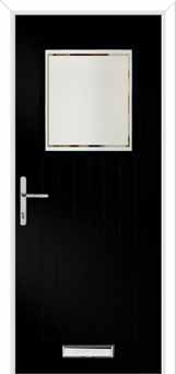 Merion Farmhouse Victorian Border Composite Front Door in Black