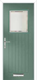 Merion Farmhouse Victorian Border Composite Front Door in Chartwell Green
