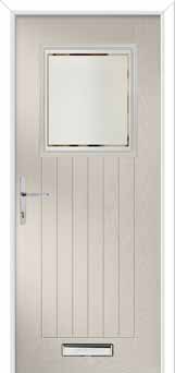 Merion Farmhouse Victorian Border Composite Front Door in Cream