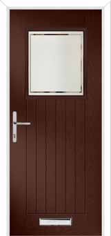Merion Farmhouse Victorian Border Composite Front Door in Darkwood