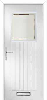 Merion Farmhouse Victorian Border Composite Front Door in White