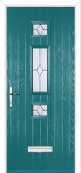 Mid 3 Square Classic Composite Door in Turquoise Blue