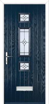 Mid 3 Square Elegance Composite Door in Dark Blue