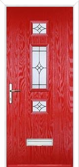 Mid 3 Square Elegance Composite Door in Poppy Red