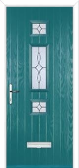 Mid 3 Square Flair Composite Door in Turquoise Blue