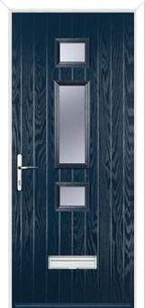 Mid 3 Square Glazed Composite Door in Dark Blue