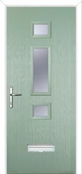 Mid 3 Square Glazed Composite Door in Chartwell Green