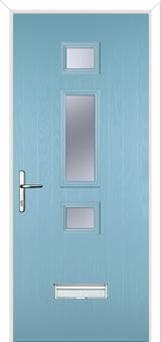 Mid 3 Square Glazed Composite Door in Duck Egg Blue