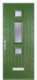 Mid 3 Square Glazed Composite Door in Fern Green