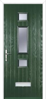 Mid 3 Square Glazed Composite Door in Green