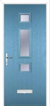 Mid 3 Square Glazed Composite Door in Pastel Blue