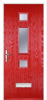 Mid 3 Square Glazed Composite Door in Poppy Red