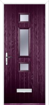 Mid 3 Square Glazed Composite Door in Purple Violet