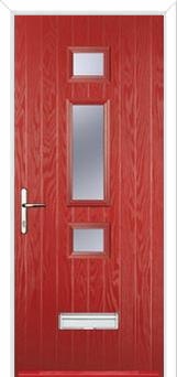 Mid 3 Square Glazed Composite Door in Red