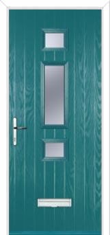 Mid 3 Square Glazed Composite Door in Turquoise Blue