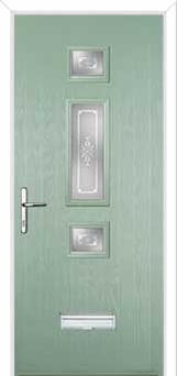 Mid 3 Square Staxton Composite Front Door in Chartwell Green