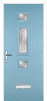 Mid 3 Square Staxton Composite Front Door in Duck Egg Blue
