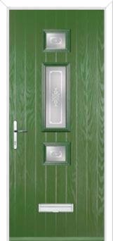 Mid 3 Square Staxton Composite Front Door in Fern Green