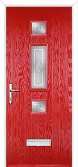 Mid 3 Square Staxton Composite Front Door in Poppy Red