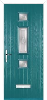 Mid 3 Square Staxton Composite Front Door in Turquoise Blue