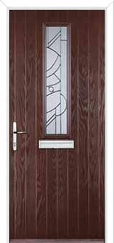 Mid Square (centre) Abstract Composite Front Door in Darkwood