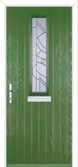 Mid Square (centre) Abstract Composite Front Door in Fern Green