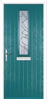 Mid Square (centre) Abstract Composite Front Door in Turquoise Blue