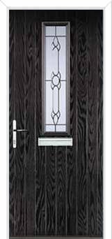 Mid Square (centre) Crystal Bohemia Composite Front Door in Black Brown