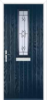 Mid Square (centre) Crystal Bohemia Composite Front Door in Dark Blue