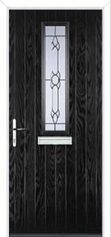 Mid Square (centre) Crystal Bohemia Composite Front Door in Black