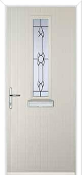 Mid Square (centre) Crystal Bohemia Composite Front Door in Cream