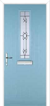 Mid Square (centre) Crystal Bohemia Composite Front Door in Duck Egg Blue