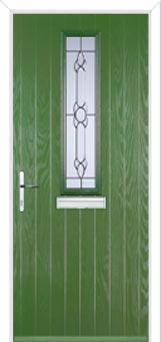 Mid Square (centre) Crystal Bohemia Composite Front Door in Fern Green