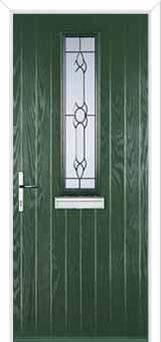 Mid Square (centre) Crystal Bohemia Composite Front Door in Green
