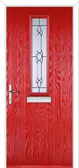 Mid Square (centre) Crystal Bohemia Composite Front Door in Poppy Red