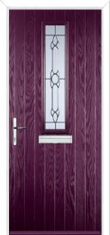 Mid Square (centre) Crystal Bohemia Composite Front Door in Purple Violet