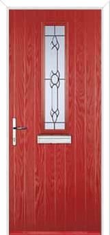Mid Square (centre) Crystal Bohemia Composite Front Door in Red