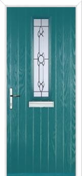Mid Square (centre) Crystal Bohemia Composite Front Door in Turquoise Blue