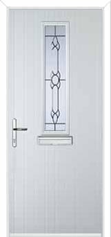 Mid Square (centre) Crystal Bohemia Composite Front Door in White
