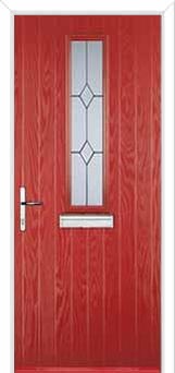 Mid Square (centre) Classic Composite Front Door in Red