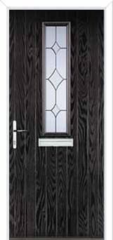 Mid Square (centre) Crystal Diamond Composite Front Door in Black Brown