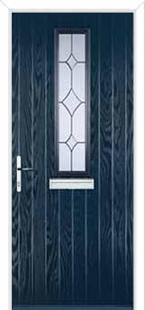Mid Square (centre) Crystal Diamond Composite Front Door in Dark Blue