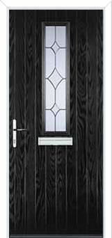 Mid Square (centre) Crystal Diamond Composite Front Door in Black