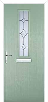 Mid Square (centre) Crystal Diamond Composite Front Door in Chartwell Green