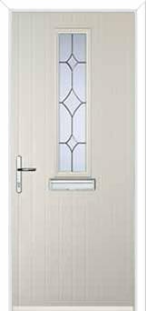 Mid Square (centre) Crystal Diamond Composite Front Door in Cream