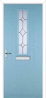 Mid Square (centre) Crystal Diamond Composite Front Door in Duck Egg Blue