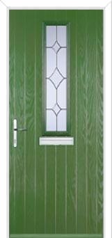 Mid Square (centre) Crystal Diamond Composite Front Door in Fern Green