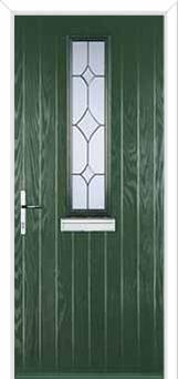 Mid Square (centre) Crystal Diamond Composite Front Door in Green