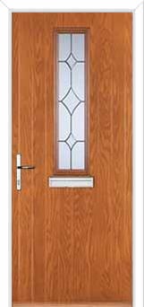 Mid Square (centre) Crystal Diamond Composite Front Door in Oak